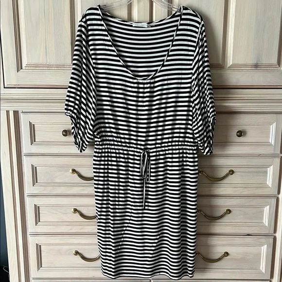 Calvin Klein Black and White Striped knit Dress